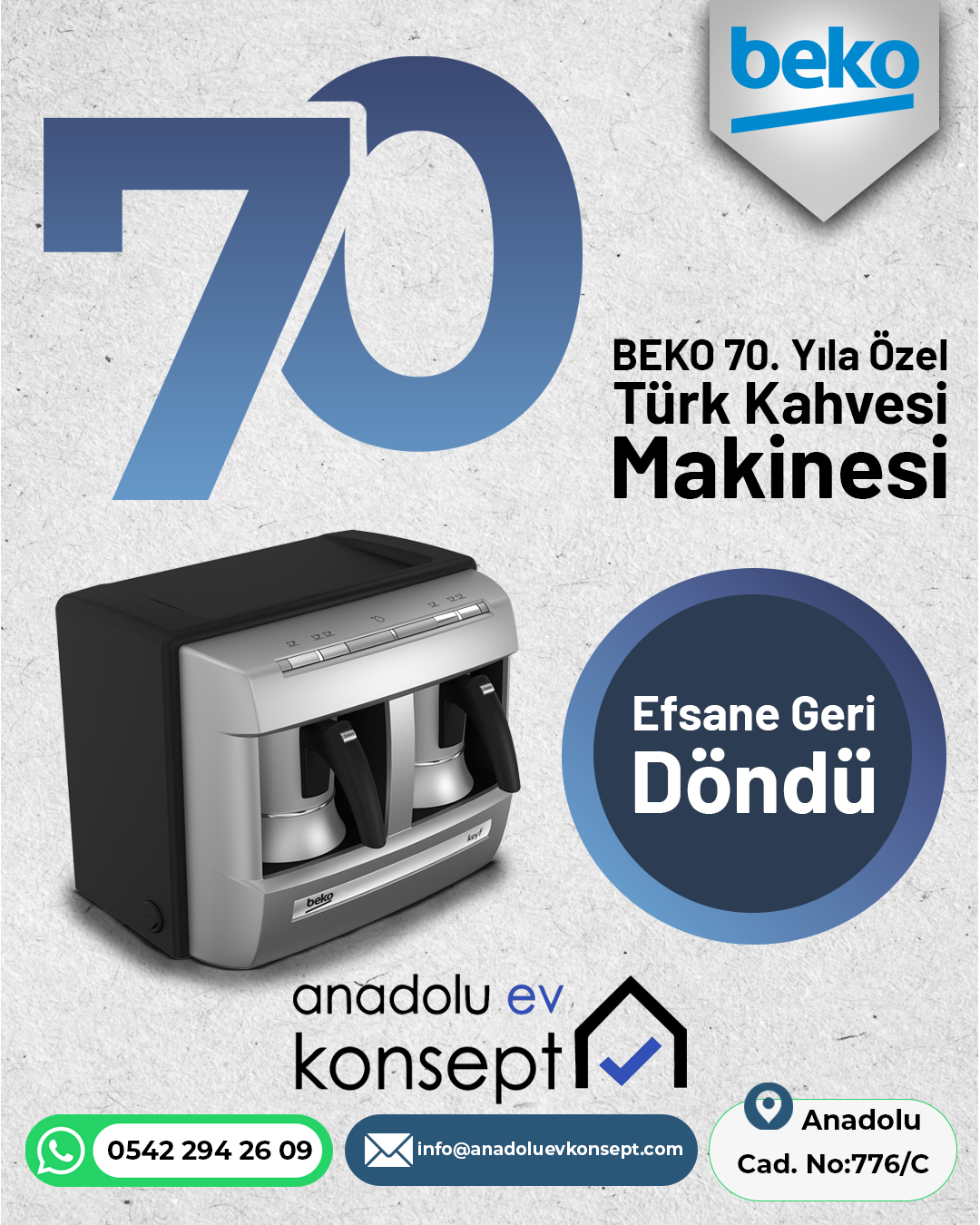 Beko 70. Yıl — Türk Kahvesi Makinesi