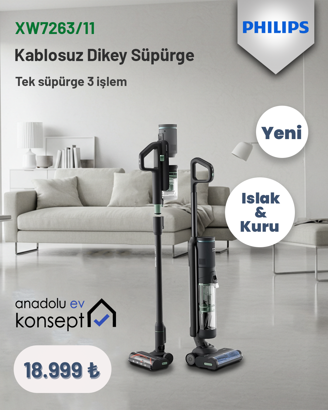 Philips XW7263/11 Dikey Süpürge