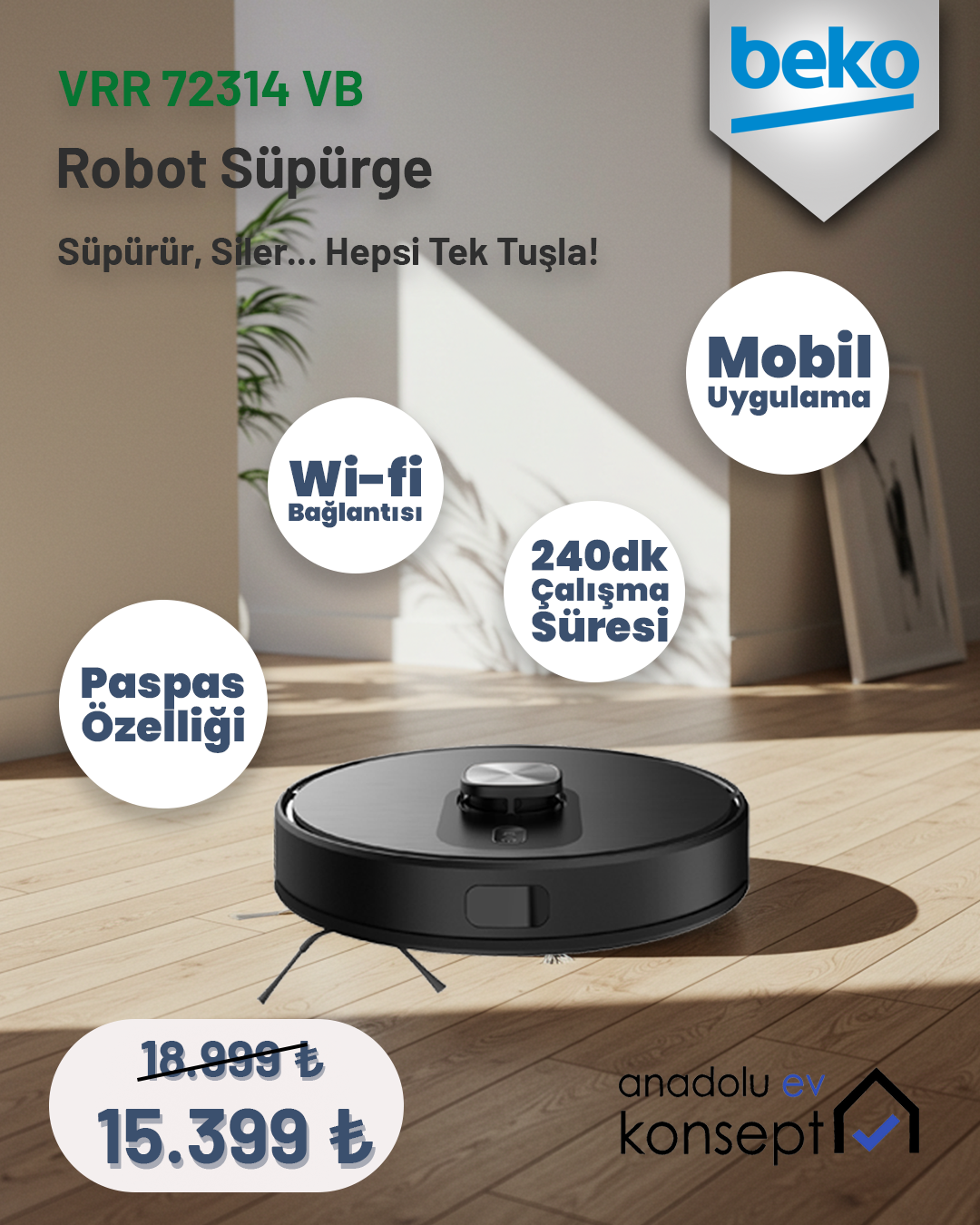 Beko VRR 72314 VB Robot Süpürge